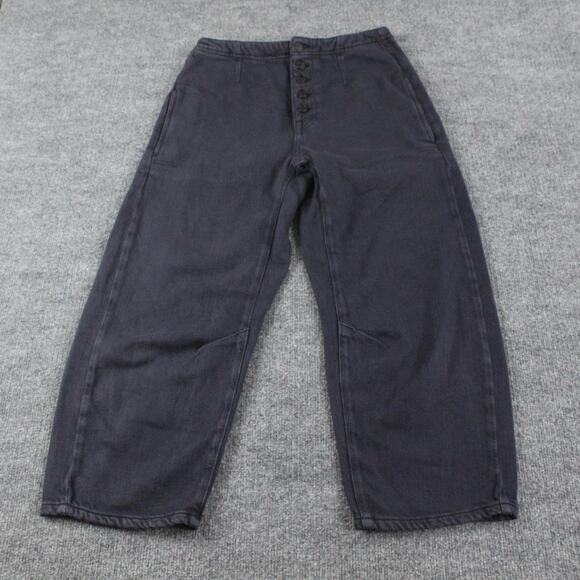 We The Free People Jeans Women 26 Osaka Mid Rise Barrel Crop Gray Baggy Boho Y2K - Picture 1 of 14